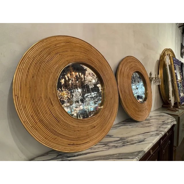 The Italian Brass and Bamboo Mirrors feature a stylish transitional design featuring a natural bamboo material. This...