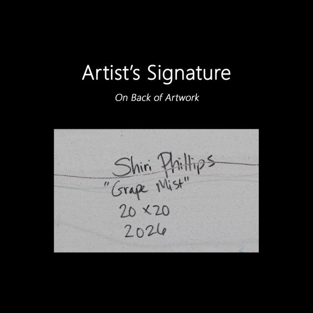 Teal Grape Mist - Original Purple Abstract Acrylic Glitter Painting on Canvas by Shiri Phillips For Sale - Image 8 of 9