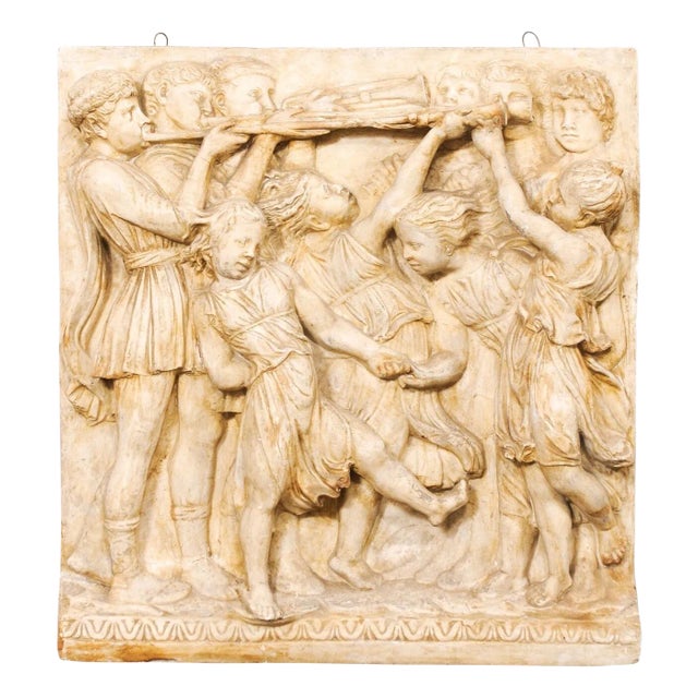 Mid 20th Century Italian Plaster Relief, Roman Figure Motif For Sale