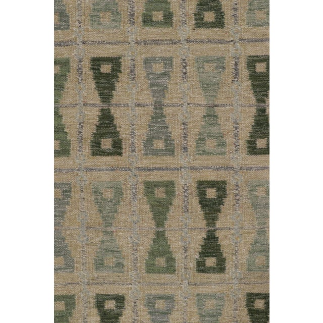 Traditional Rug & Kilim's Scandinavian Style Custom Rug With Green & Ivory Hourglass Design For Sale - Image 3 of 10
