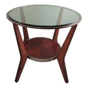 1950s Mid-Century Modern Italian Glass and Wood Coffee Table Attributed to Gio Ponti