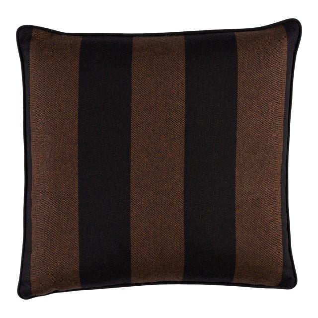 Schumacher Hemlock Stripe 22" Pillow In Java For Sale