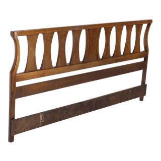 Vintage Mid-Century Modern King-Size Walnut Headboard For Sale