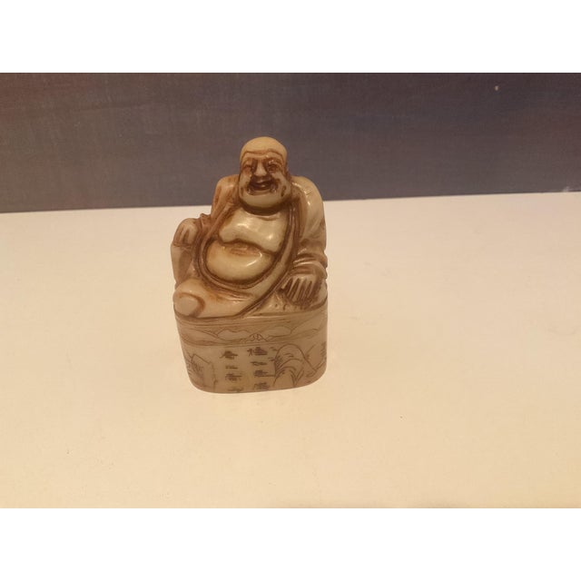 Vintage Carved Laughing Buddha Figurine For Sale In Palm Springs - Image 6 of 10
