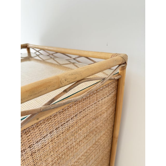 Vintage Glass Top Wicker Five-Drawer Chest of Drawers in Angraves Style, 1970s For Sale - Image 16 of 17