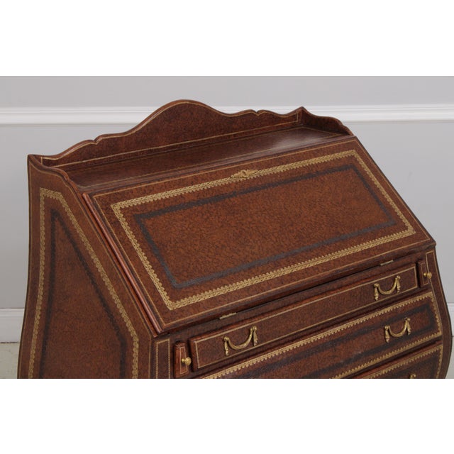 Maitland Smith Leather Wrapped Secretary Desk For Sale - Image 13 of 18