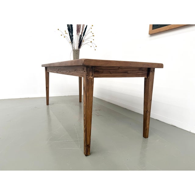 Farmhouse Table with Oak Top and Tapered Pine Legs, France, 1950s For Sale - Image 4 of 18