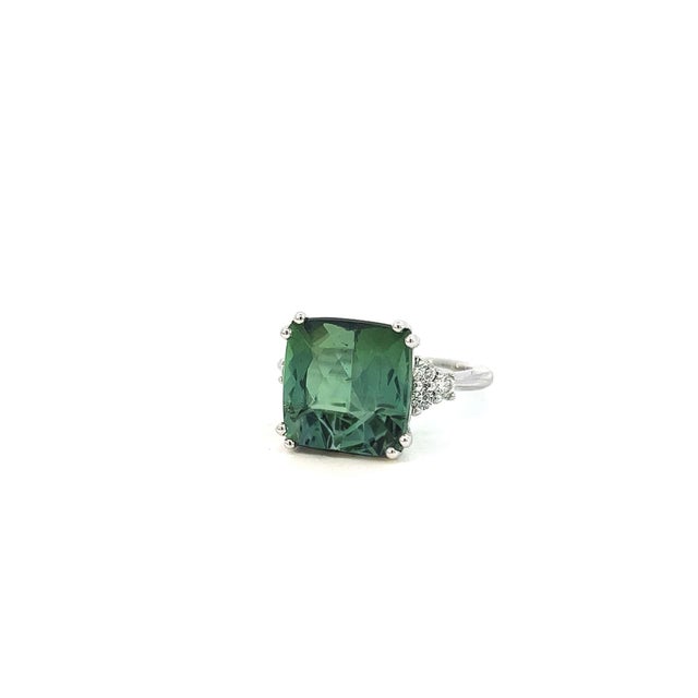 Natural Tourmaline Diamond Ring 7 14k WG 8.27 TCW Certified For Sale - Image 12 of 12