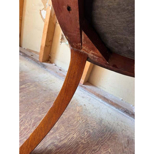 Early 20th Century Set of 6 Crotch Flame Mahogany Empire Style Saber Leg Dining Chairs For Sale - Image 11 of 18