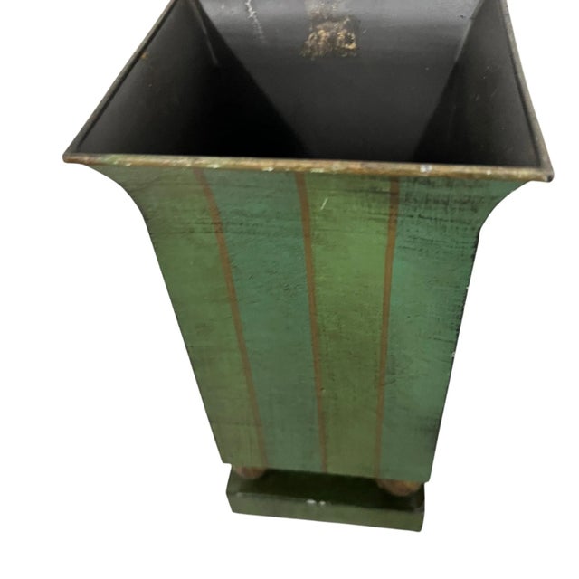 Farmhouse Vintage Metal Tole Vases - A Pair For Sale - Image 3 of 9