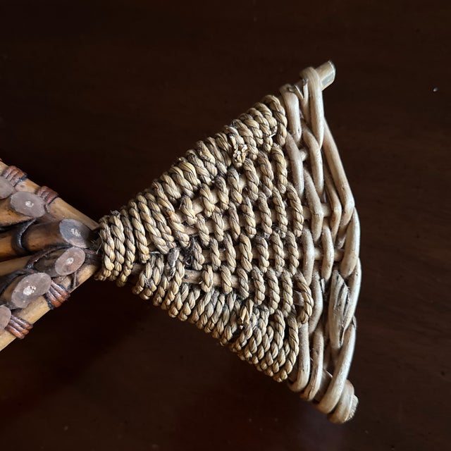 Pair of Vintage Rattan and Bamboo Fish Baskets For Sale - Image 10 of 12