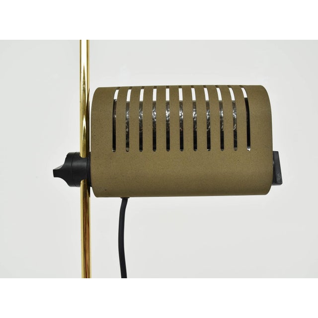 Black Alogena 626 Floor Lamp with Gilt Stem and Olive Lampshade by Joe Colombo for Oluce, Italy, 1970s For Sale - Image 8 of 8