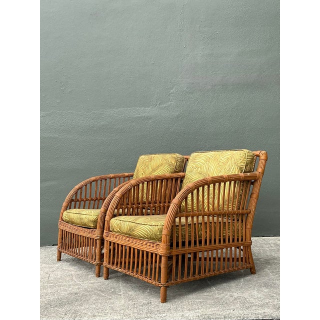 Vintage Stick Rattan Lounge Chairs - A Pair For Sale In West Palm - Image 6 of 12