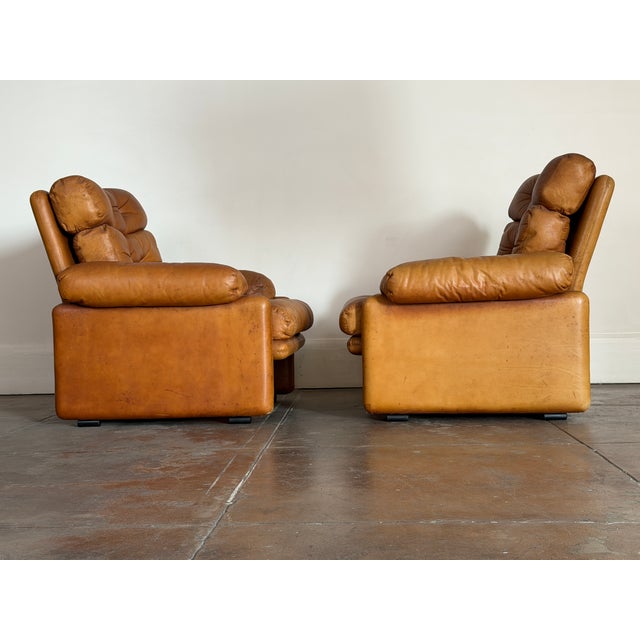 Mid-Century Modern 1970s C & B Italia Leather Lounge Chairs For Sale - Image 3 of 12