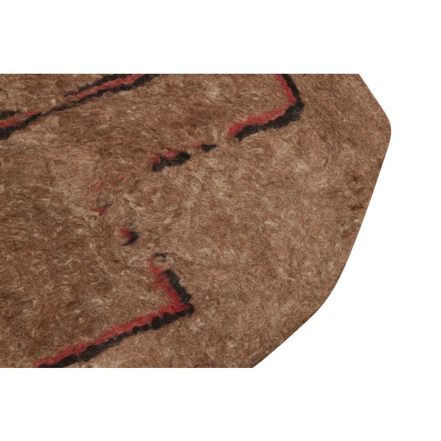 Traditional Vintage Felted Rug in Brown With Geometric Pattern by Rug & Kilim For Sale - Image 3 of 7