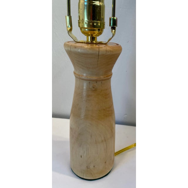 Vintage Hand Turned Maple Wood Base Lamp For Sale - Image 4 of 10