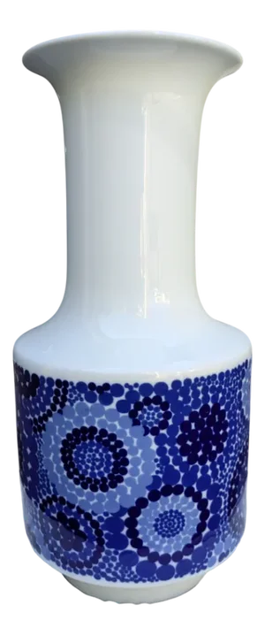 Iconic Pop Art Porcelain Vase in Cobalt, White-Blue by H&g Heinrich, 1960s