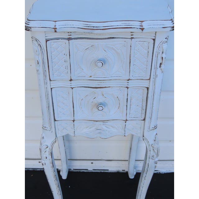 French Early 1900s Shabby Chic Distressed Painted Nightstand Side End Table 6401 For Sale In Miami - Image 6 of 11