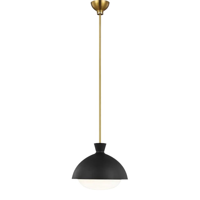 AERIN By Visual Comfort Studio Lucerne 1-Light Large Pendant in Midnight Black and Burnished Brass For Sale