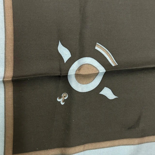 1980s Iconic Blue and Brown Silk Square Scarf by Roberta Di Camerino For Sale - Image 6 of 9