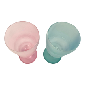 1960s Mid Century Modern,-Frosted, Pastel Ice Cream Sundae/Parfait Glasses – Set of Four