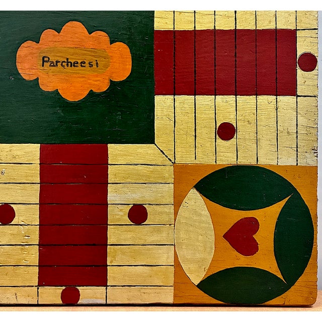 Late 19th Century Antique Parcheesi Folk Art Game Board For Sale - Image 5 of 8