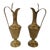Late 20th Century Vintage Etched Brass Ewer Pitcher Pedestal Urn Vase Handmade in India - Set of 2 For Sale