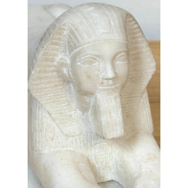 Pair of 19th Century Grand Tour Hand-Carved Marble Sphinx Sculptures For Sale - Image 11 of 12