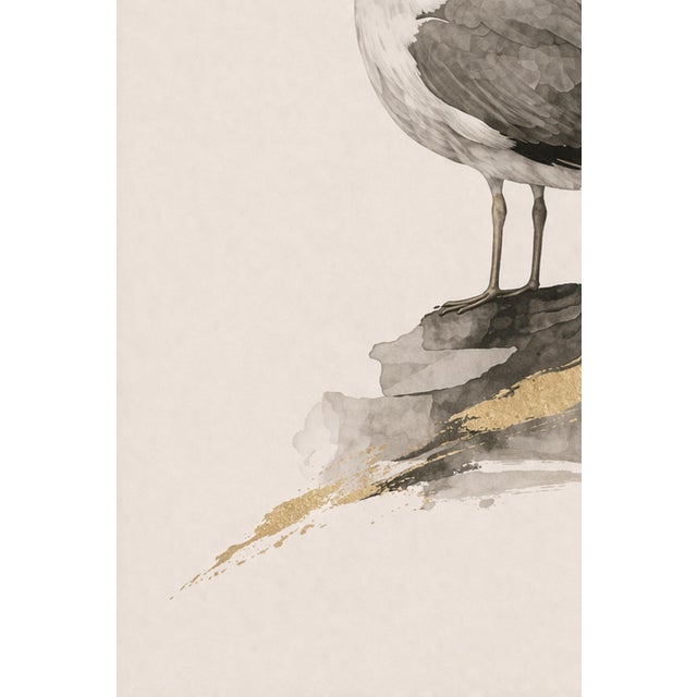 Black Coastal Seagull Study, Minimalist Nautical Art Print, 24″ × 36″ Reproduction For Sale - Image 8 of 10