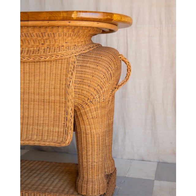Chestnut Vintage Elephant Wicker Bar Cart For Sale - Image 8 of 10