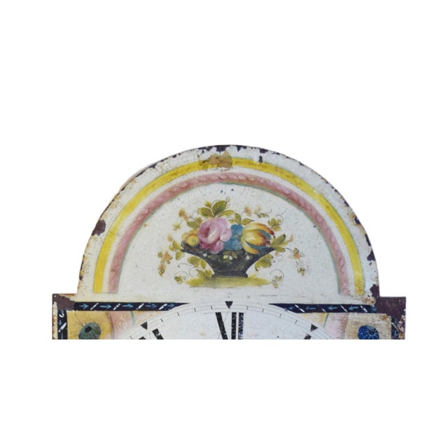 Antique Hand-Painted English John Cleak Floral Clock Face For Sale - Image 4 of 8