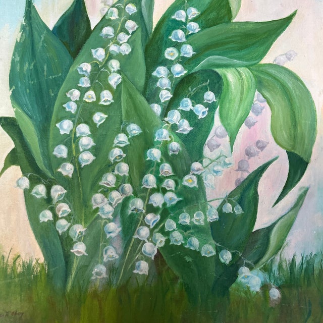 Rustic 1970’s Original Rustic Lilly of the Valley Painting For Sale - Image 3 of 5