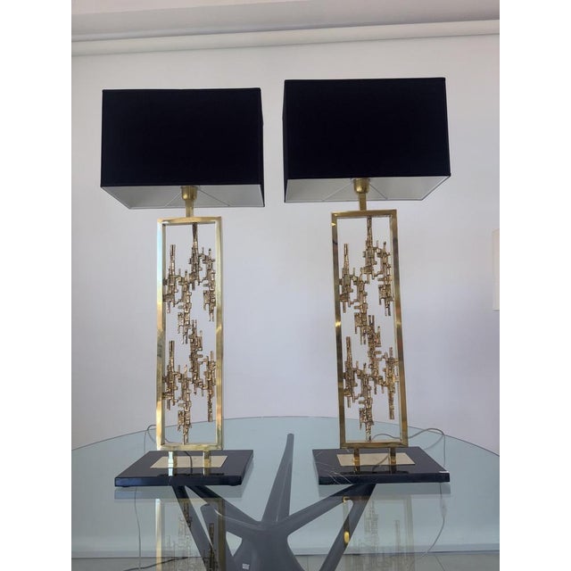 1980s Brass and Marble Table Lamps, 1980s, Set of 2 For Sale - Image 5 of 12