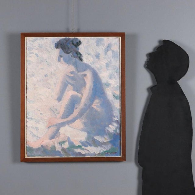 Oil on canvas. Signed lower right. Title and date on the back, and the artist's address on the frame. The works of the...