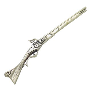 Vintage Italian Genuine Silver 800 Rifle Long Miniature Figurine by Raspini Gioielli, 1970s For Sale