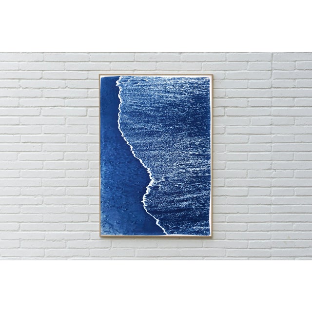 2021 "Costa Rican Beach Foam" Handmade Cyanotype Print on Watercolor Paper For Sale - Image 4 of 7