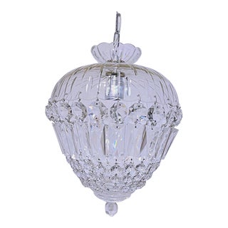 Vintage Hand Cut Glass Dish Basket Chandelier For Sale