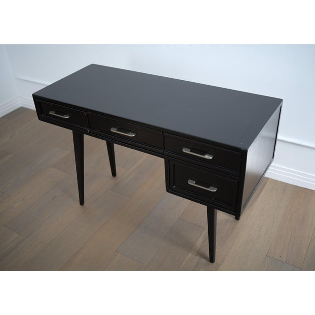 Rway Mid-Century Modern Desk, Black Lacquer & Steel, 4 Drawers, 1950s Highly sought-after, circa-1950s R-Way Furniture...