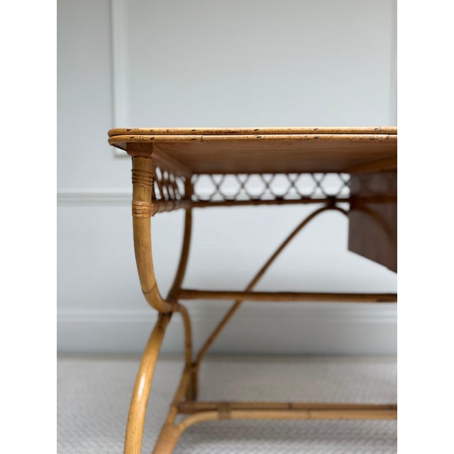 Mid-Century Italian Bamboo and Rattan Writing Desk, 1970s For Sale - Image 8 of 10