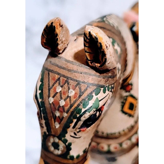 1960s Vintage Hand Carved Wedding Horse Handpainted Figurine For Sale - Image 5 of 11