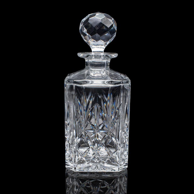 English Vintage Scotch Decanter, English, Cut Crystal Glass, Whiskey, Bourbon, Spirits For Sale - Image 3 of 12