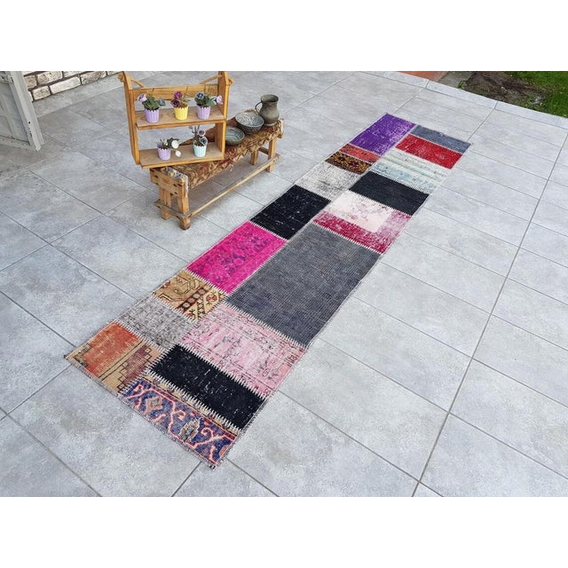 Mid 20th Century Handknotted Wool Hallway Runner Rug For Sale - Image 6 of 10