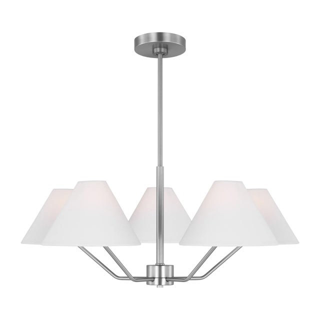 2020s Visual Comfort Studio Burke 5-Light Medium Chandelier in Brushed Steel Silver For Sale - Image 5 of 5