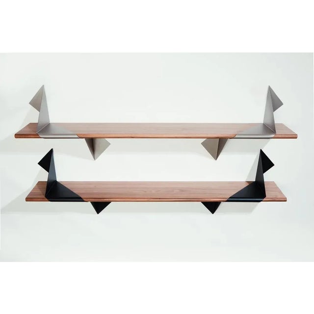 Set of 2 oïrigami shelf by atelier oï dimensions: w 180 x d27.5 x h 54.5 cm materials: walnut finish board, black or...