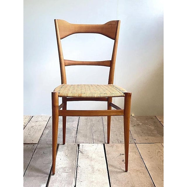 An elegant pair of high-back italian dining chairs manufactured by g.b. Marangoni mobili–sedie, dating from the mid-20th...