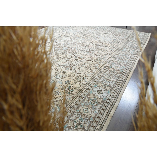 Beige 1970s Vintage Persian Handmade Wool Cotton Beige Area Rug For Sale - Image 8 of 11