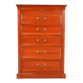 Ethan Allen French Louis Philippe Cherry Wood Highboy Dresser For Sale