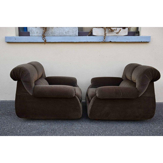1960s Set of Club Armchairs in Brown Velvet, 1960s For Sale - Image 5 of 18