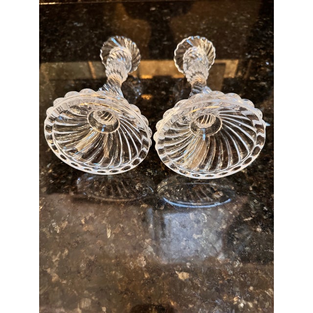1930s Pair Pre-1940s Baccarat France "Bambous Tors" Crystal Candlesticks For Sale - Image 5 of 5
