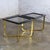 Marvelous vintage Modern or Mod Style end or side tables 1 rectangular & 1 square composed of black painted wood tops with...